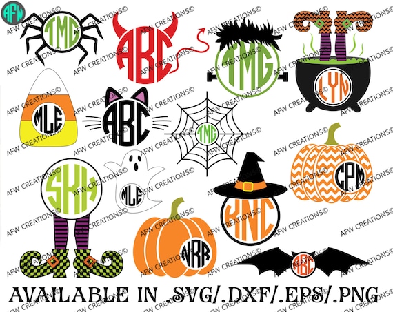 Download Digital Cut Files Halloween Monograms Vinyl SVG by ...