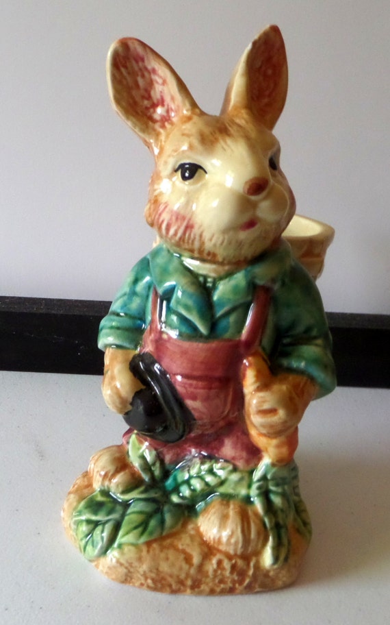 Vintage China Bunny Rabbit Planter/Candy by TSUSENCOLLECTIBLES