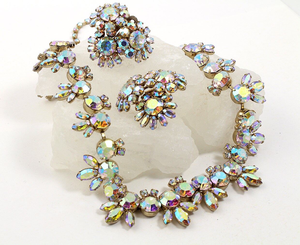 Sherman Rhinestone Necklace & Earrings // 1950s to 1960s