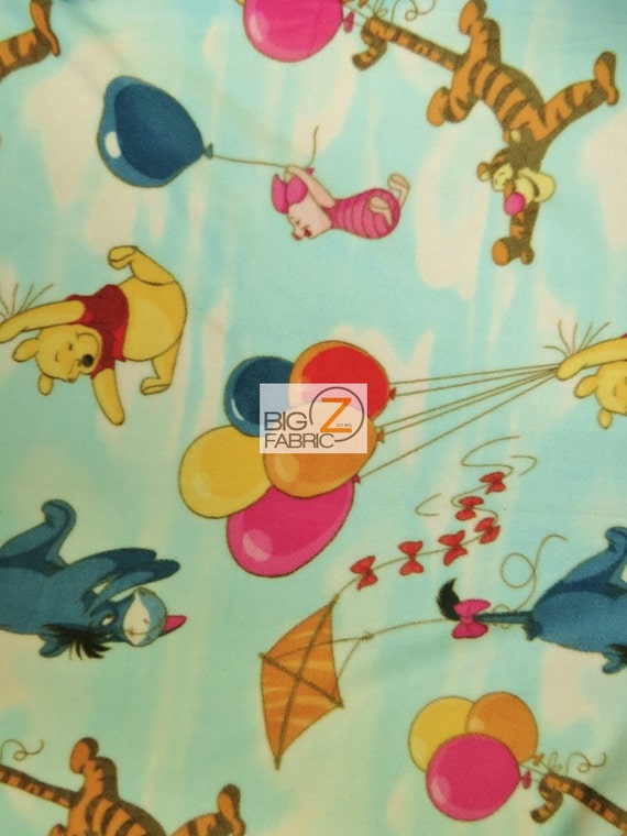 Winnie The Pooh Fleece Fabric Happy Characters by BigZFabric