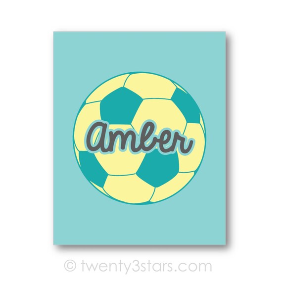 Soccer Ball Name Poster Soccer Player Gift Soccer Name Art