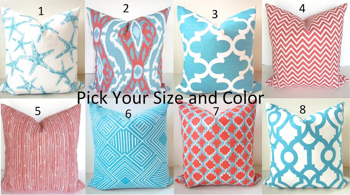 CORAL PILLOWS Coral Throw Pillows Coral by SayItWithPillows