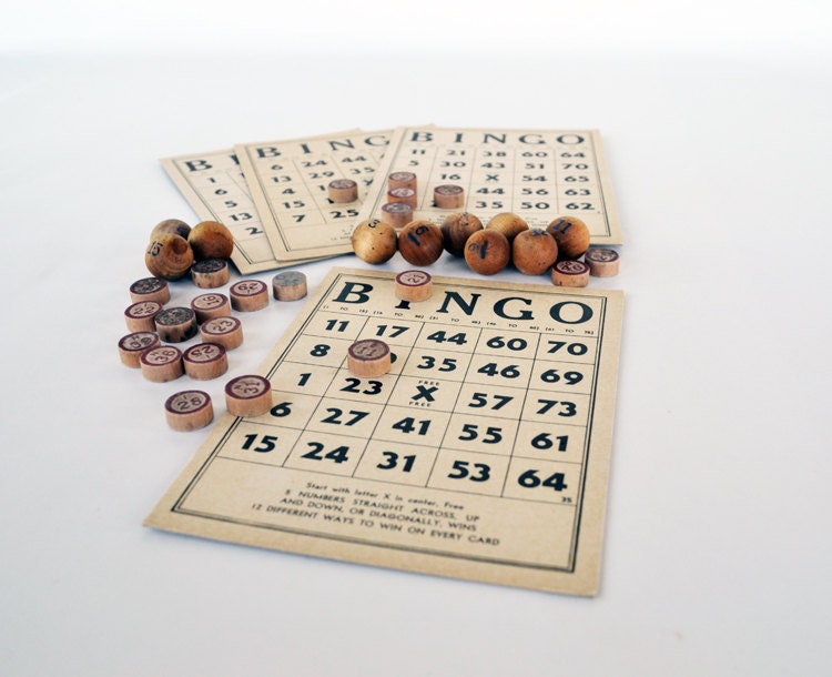 Vintage Bingo Set Bingo Wood Balls Wood by NostalgicArtifacts