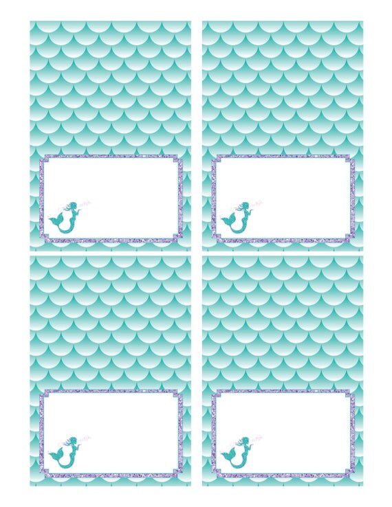 mermaid blank food tent cards printable instant download