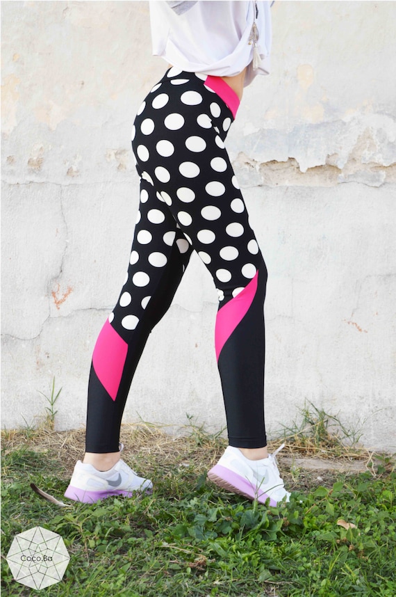 Polka Dot Leggings Women Leggings Printed Leggings Black