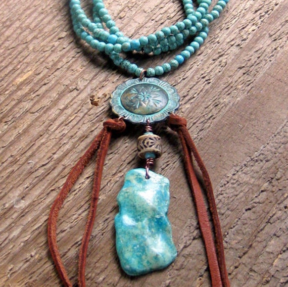 Turquoise Necklace Bohemian Jewelry Tribal Jewelry