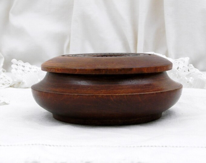 Vintage Breton Carved Wooden Round Trinket Box, French Country Decor, Vintage Home Interior, Brittany, France, Gift Idea, French Cottage