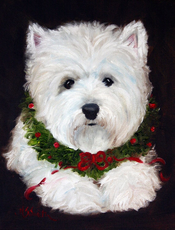 CANVAS PRINT Westie West Highland Terrier Merry