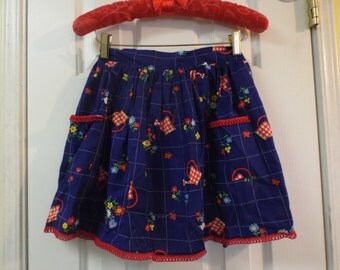 Women's Apron Retro Vintage Navy Blue Floral Apron