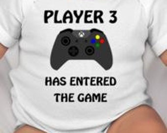 Player 3 Has Entered the Game baby bodysuit/gamer gift/gamer/gamer baby gift design customizable - gamer baby - gamer dad - gamer baby gift