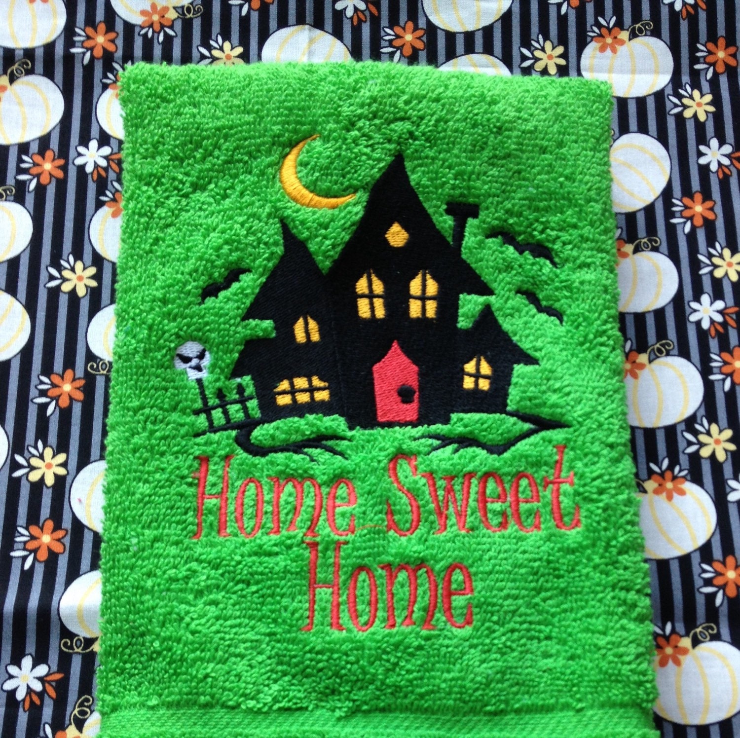 Halloween Decorative Hand Towel by NitasNeedle on Etsy