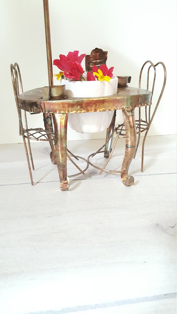 Music Box Garden Planter Metal Art Sculpture Tea for Two