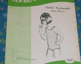 Sew Knit N Stretch 154 Girls One Piece Swimsuit Sewing Pattern - UNCUT - Sizes 2 4 6