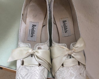 60s SILVER lurex mod pumps UK 3.5 eur 36 US6