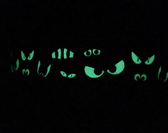 Glow in the Dark Dog Collar, Halloween, Spying Eyes, Reflective Dog Collar, Black, Funny, Scary Dog Collar, Gift Box Included - Spooky Eyes