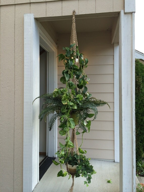 Heavy Duty Natural Jute Macrame Triple Plant Hanger with