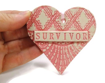 Breast Cancer Ornament, Pink Heart, Survivor Ornament, Breast Cancer Awareness, Pink Ribbon Ornament, Pink Out Heart, Cancer Survivor