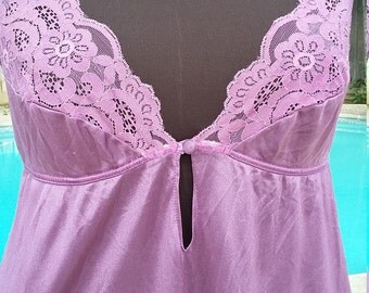 Vintage Stamped FLAIR Grape Lace Gown Size Small