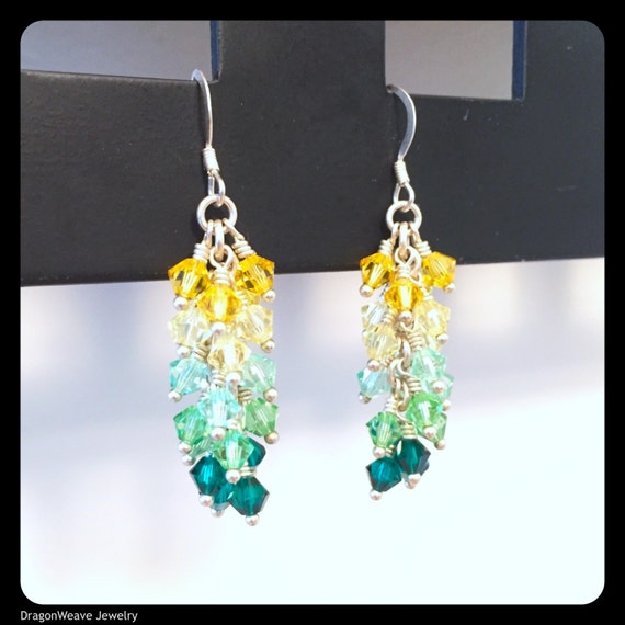 Sterling Silver and Swarovski Crystal Chainmaille Earrings