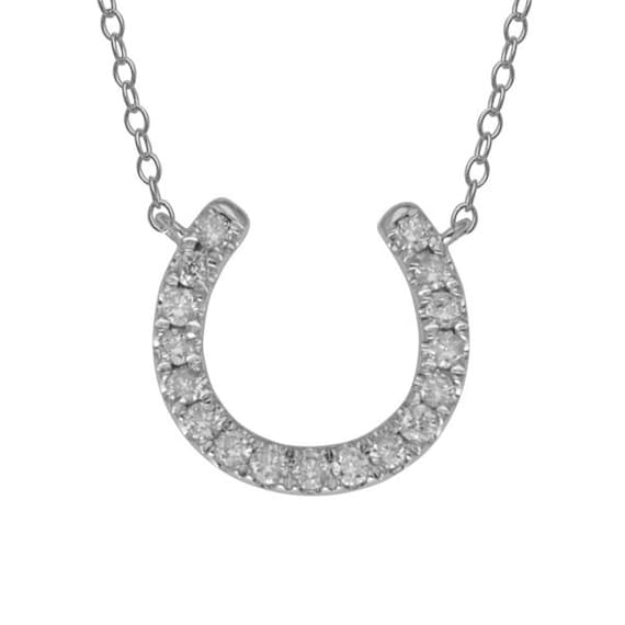 14Kt White Gold Diamond Horseshoe Pendant