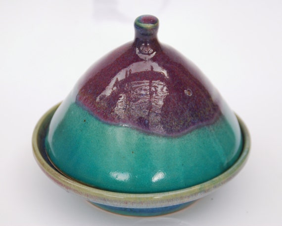 Items similar to Round Pottery Ceramic Butter Dish, Handmade Pottery