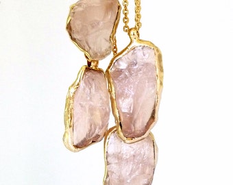 Rose Quartz Necklace, Raw Rose Quartz Necklace, Crystal Necklace, Raw Crystal, Gemstone Necklace, Raw Stone Jewelry, Layering Necklace.