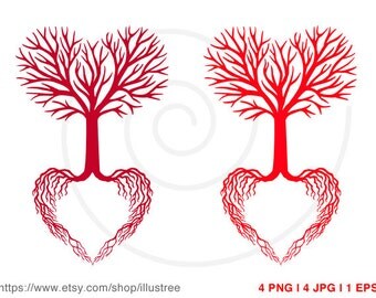 Heart wedding tree, wedding invitation, guest book, wedding gift, printable wall art, art print, commercial use, EPS, SVG, instant download