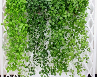 2 Bundle Artificial Ivy Leaf Garland Hanging Plants Vine Fake Foliage Flowers For Wedding Reception Decoration 47 inches