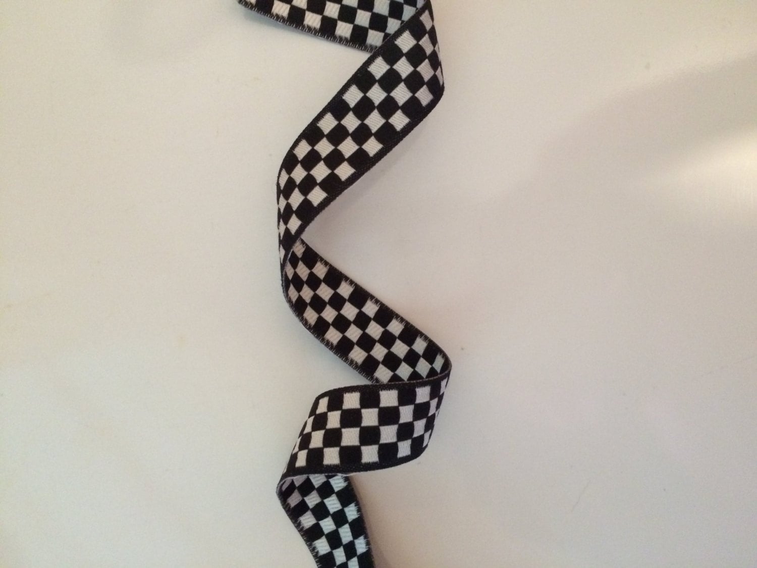 5/8 Black & White Check Woven Ribbon4 yds available