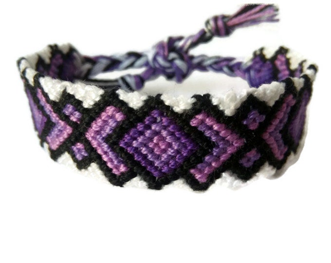 Friendship Bracelet, Macrame, Woven Bracelet, Wristband, Knotted Bracelet - Wide Purple Ombre Bracelet