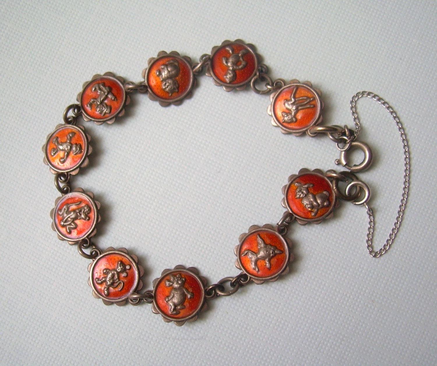 DISNEY GRIMM FAIRYTALE Charm BraceletVintage Guilloche