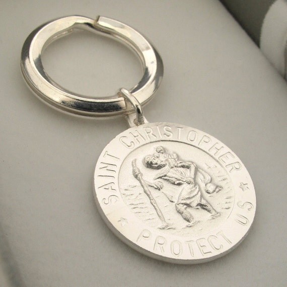Silver St Christopher Key Ring 3D Gift for Him Key Chain