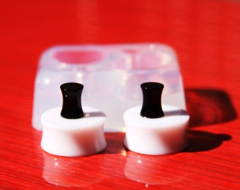 Ear gauges and ear tunnels clear silicone mold for Make at home resin plugs 2 pair. Size 8mm 20mm.(A51)