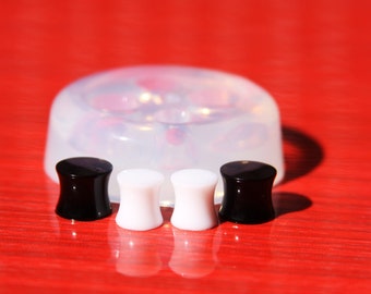 Ear gauges and ear tunnels clear silicone mold for Make at home resin plugs 2 pair. Size 10mm 12mm.(A52)Free USA shipping! Handmade