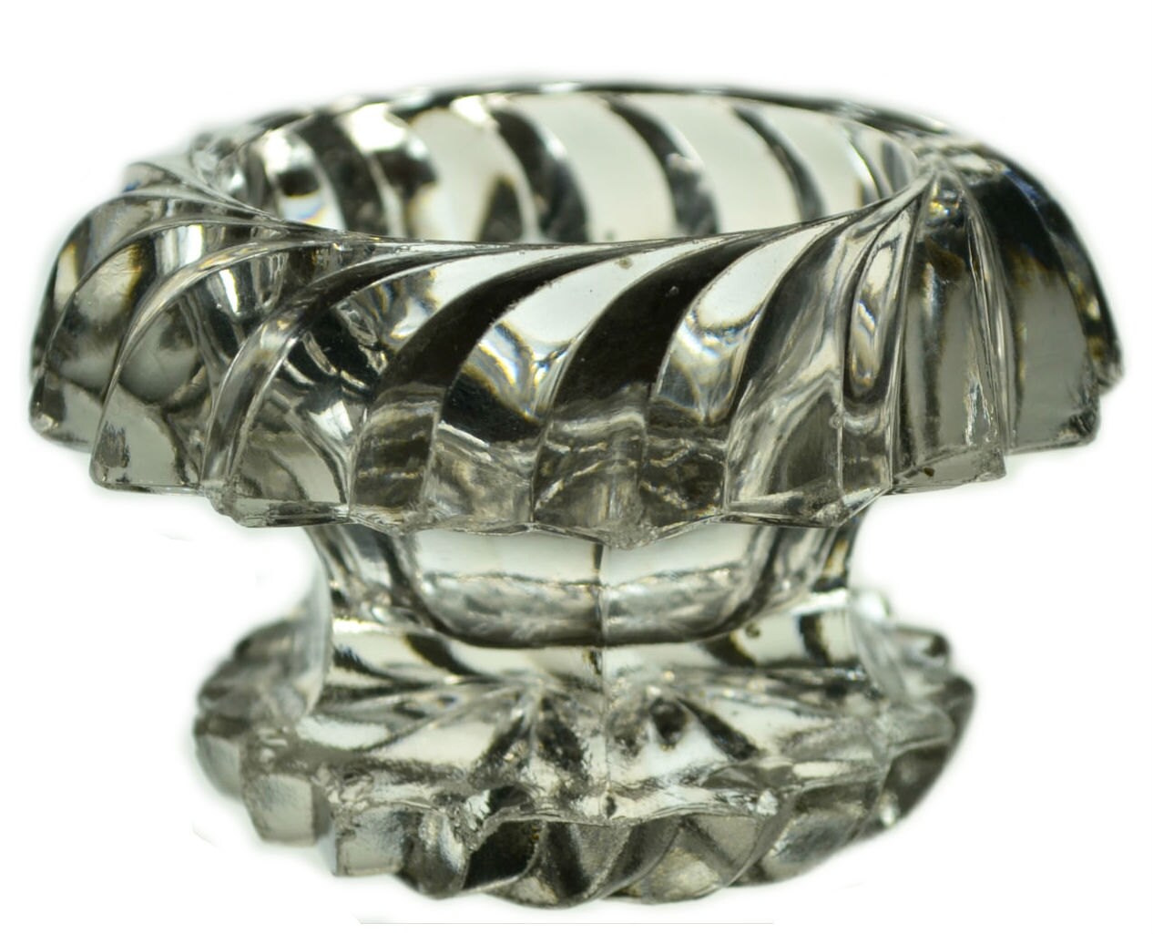 2 Glass Salt Cellars Antique English 19th Century Haute Juice