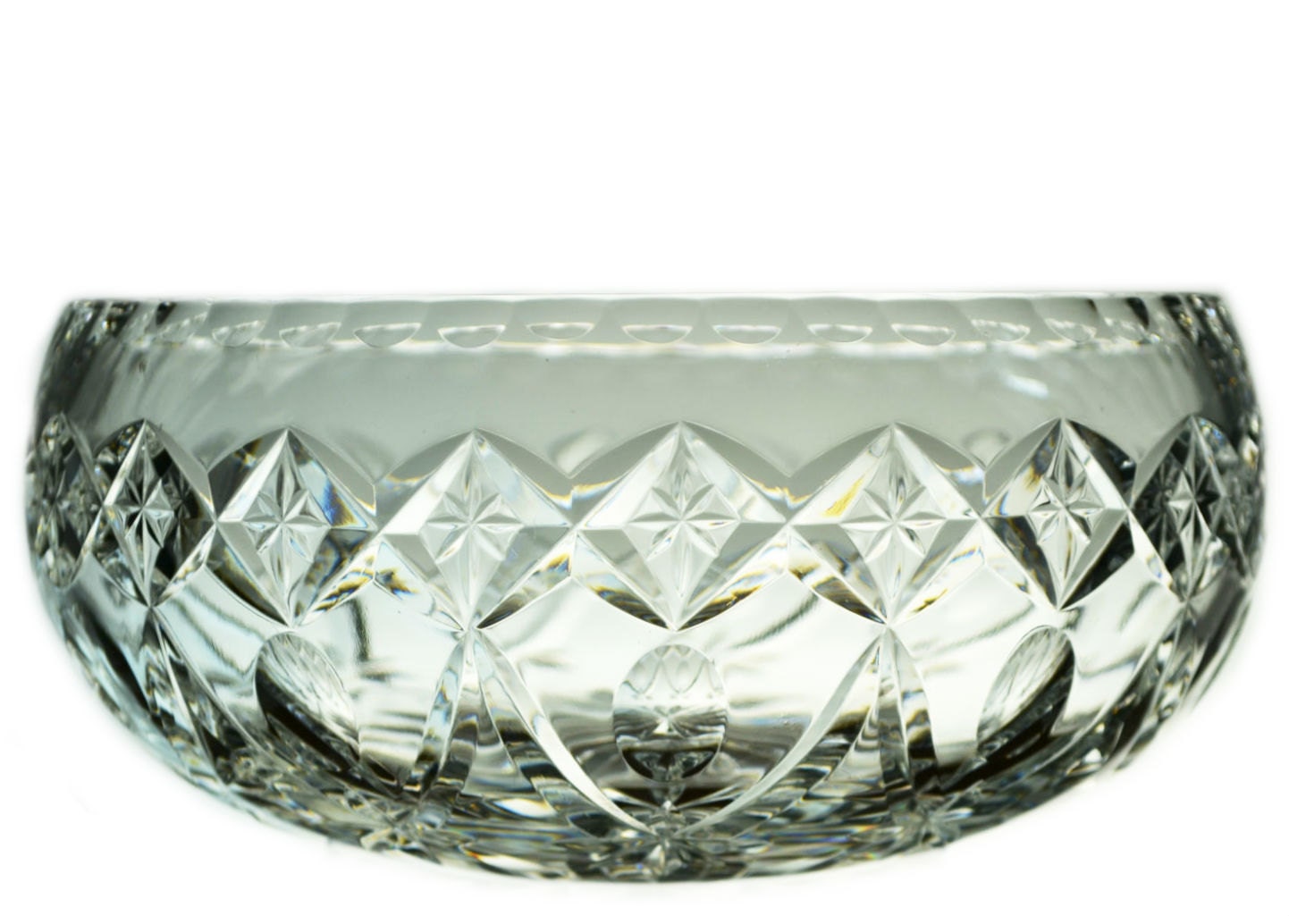 Heavy Cut Glass Salad Bowl by b Corbett Vintage English Haute Juice