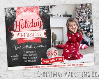 Christmas Mini Session Template, Photoshop Template, Christmas Marketing Board, Photography Marketing, Christmas Marketing, Chalkboard