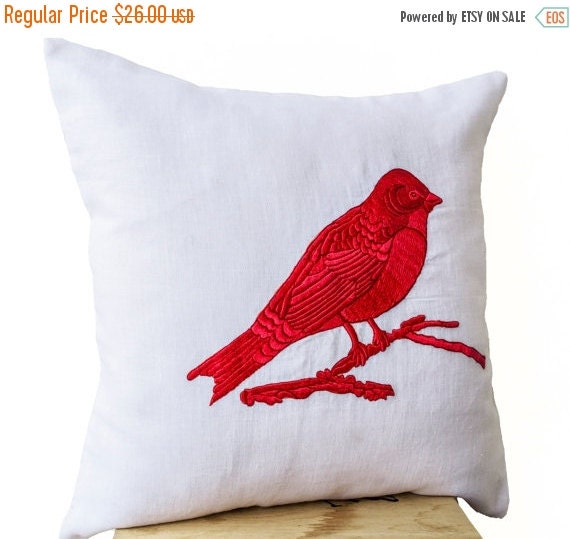 10% Sale Decorative Throw Pillows Blue, Red, Green, Black Bird 