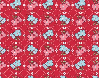 Laminated Cotton Fabric - Vintage Floral Red (L3783-RED) - Riley Blake Designs