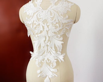wedding bridal lace applique, bridal veil applique, venice lace applique in ivory