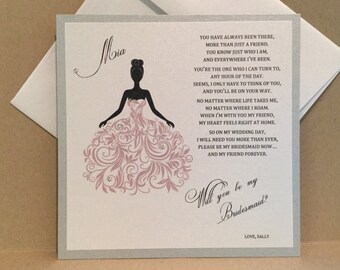 Will You Be My Junior Bridesmaid Card |Maid of Honor Cards / Bridesmaid Flower Girl Personalized Card Bridesmaid Proposal {Mauve Pink}
