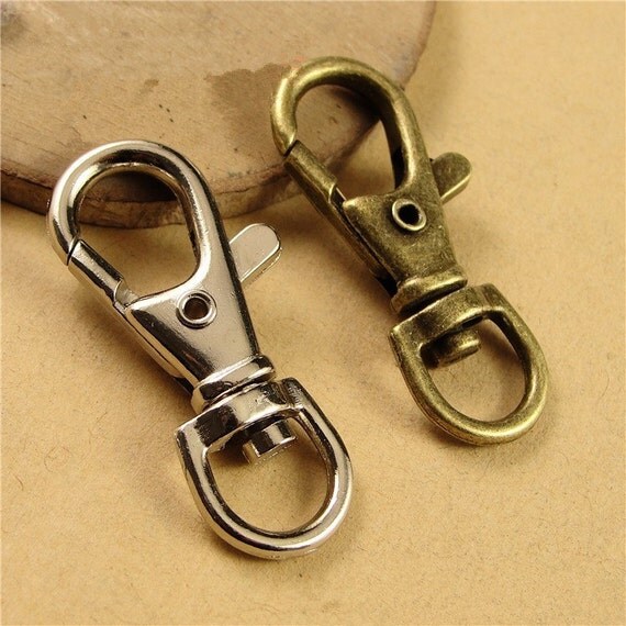 40 Key Chain Clasps 40mmx16mm Brass / Silver Tone by figuredstuff