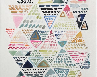 11" x 14" Triangles in Navy & Gold - Original Painting