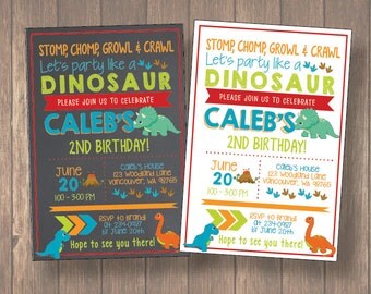 Boy Dinosaur Invitation, Boy Dinosaur Birthday Invitation, Boy Dinosaur Chalkboard Invitation, Dinosaur Invitation, Birthday Invitaiton