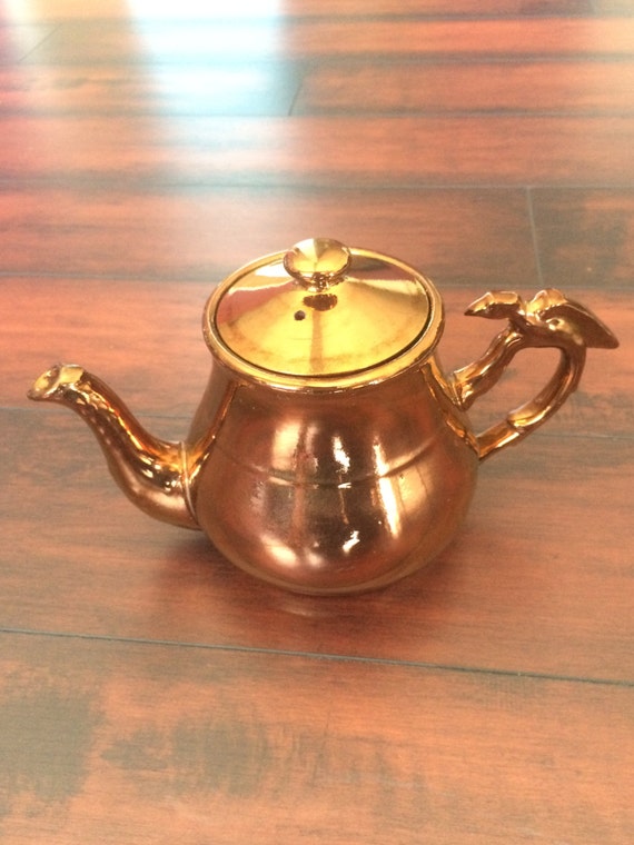 Items similar to Copper Lustre Teapot, Metalic Glazed Teapot, English