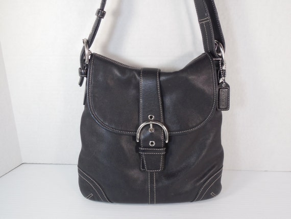 Vintage Coach Black Soho Flap Duffle Bag Purse Handbag