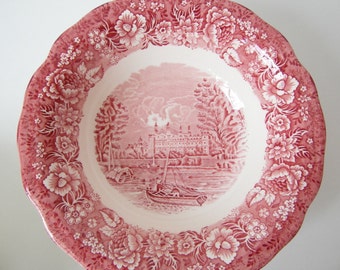 Palissy THAMES RIVER SCENES bowl red white Transferware English cottage dining / traditional landscape Eton College