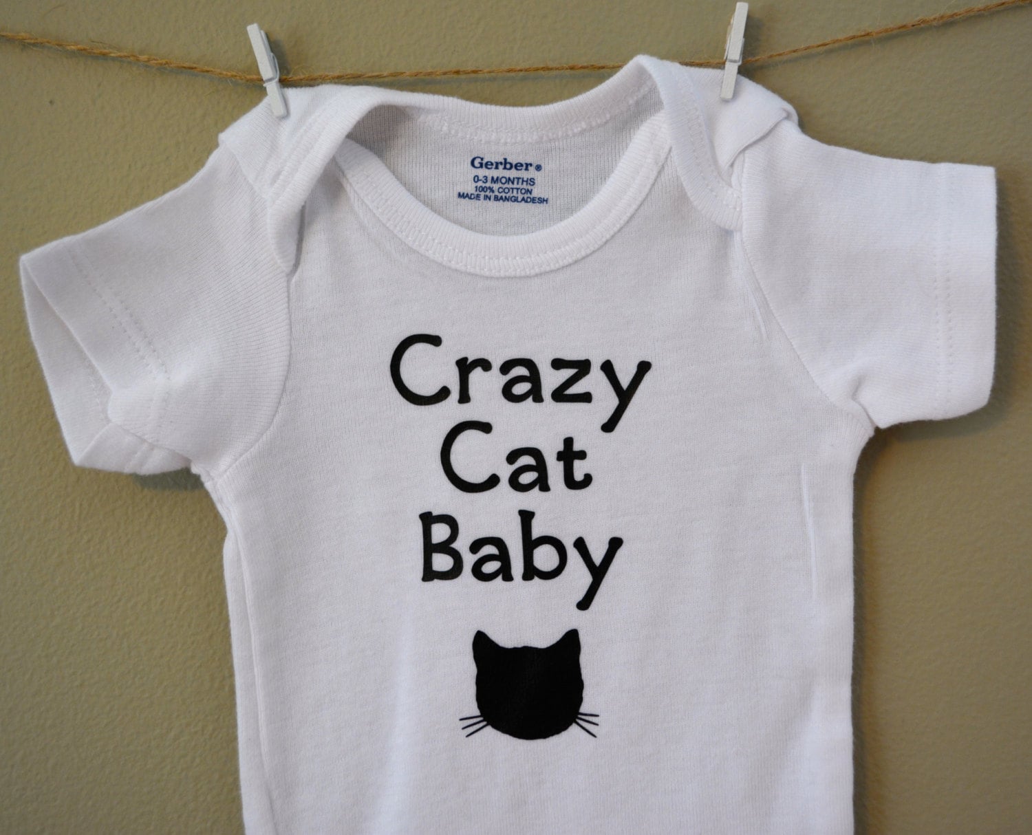 Cat baby onesie baby clothes crazy cat baby by EclecticBadger