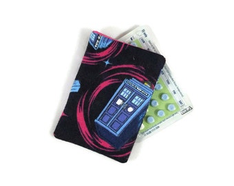 Birth Control Case, Tardis Pill Case, Pill Holder, Police Box Pill Sleeve, Pill Cozy, Doctor Who inspired pill sleeve