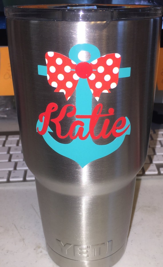 decal tumbler ideas and DECAL Bow for Yeti Tumbler Name Anchor with Personalized